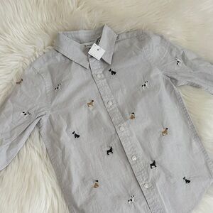 Gray Kids Shirt with Dog Embroidery size 4. Janie and Jack.